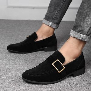 Dress Shoes Men Leather Office Werk platte loafers voor casual scrub pull-on rijden groot formaat niet-slip beanie schoenen 230201