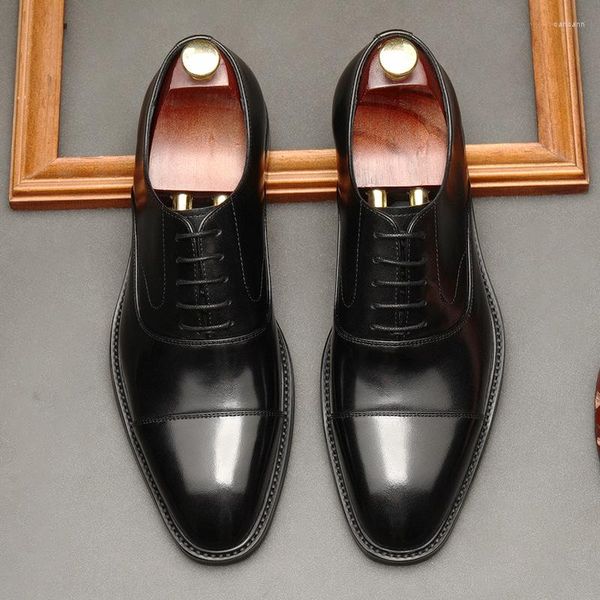 Zapatos de vestir Hombres Oxford Lace Up Hombre Zapato Negro Café Oficina para hombre Boda de negocios Cuero genuino