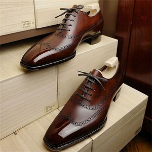 Chaussures habillées hommes Oxford chaussures classique à la main Pu bout pointu dentelle confortable antidérapant affaires marron noir pour hommes chaussures 230926