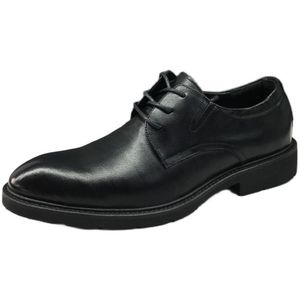 Chaussures habillées hommes pointues à lacets affaires formelles en cuir véritable Derby solide noir décontracté bureau Chaussure Homme