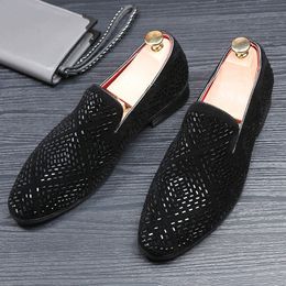 Dress Shoes Men Pointed Toe Party Suede Leather Casual Black Wedding 230814