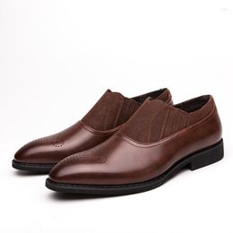 Robe chaussures hommes PU cuir costume mode décontracté semi-formel affaires Misalwa Slip-on plat Oxford Brogue