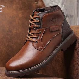 Geklede schoenen Heren enkellaarsjes Echt leer Hoge top Outdoor Casual Mode Winter Heren 231218