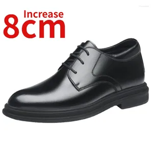 Chaussures habillées Men's Automne Hiver Cowhide Short Pluxe hauteur Augmentation de 8 cm Business Forme Derby Shoe British Wedding for Men