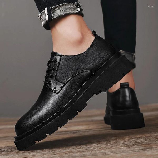 Zapatos de Vestir Hombre Business Casual Piel Suela Gruesa Verano Inglés Negro Small