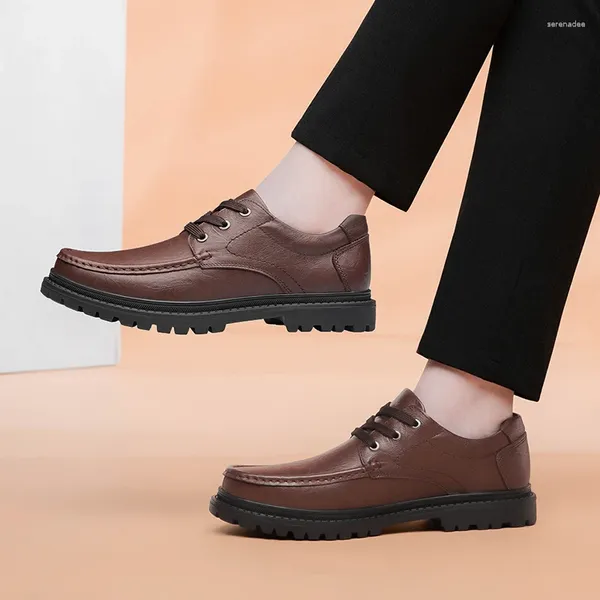 Chaussures habillées hommes d'affaires en cuir véritable peau de vache doublure supérieure en peau de porc à lacets semelle en caoutchouc antidérapante fête de mariage pour homme