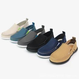 Zapatos de vestir Mocasines de estilo coreano de lona para hombres SlipOn Flat Transpirable Resistente al desgaste Moda casual 231101