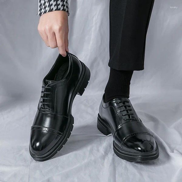 Zapatos de vestir para hombre con punta Oxford con cordones en la parte delantera para hombres Negocios Formal Corbata blanca Negro Boda opcional