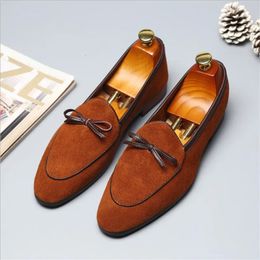 Geklede schoenen Heren Casual met strik Echt suède Trendy Feest Bruiloft Loafers Flats Heren Rijmocassins EUR Maten 3848 231026