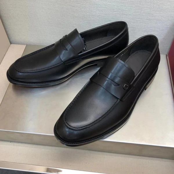 Chaussures habillées Designer pour hommes en cuir brossé Penny Mocassins à la main Noir Élégant Casual Business Contemporain Gentleman Chaussures