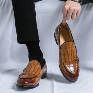 Chaussures habillées pour hommes Double Monk Strap Slip On Mocassins Formel Business Casual Confortable pour hommes