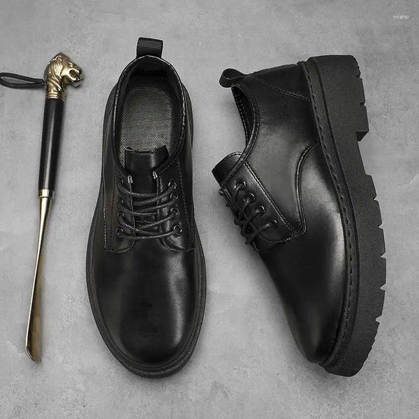 Zapatos de vestir para hombre Otoño 2024 Tablero casual Slip-on Cuero Negro Niños Trabajo Moda
