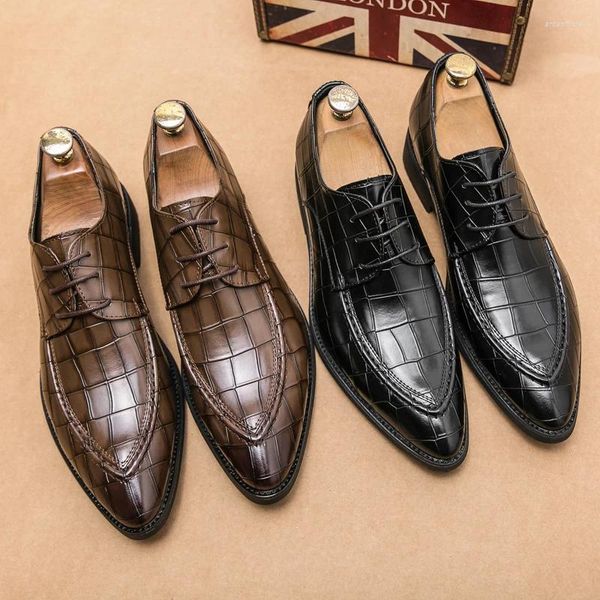 Zapatos de Vestir Moda Formal para Hombres Estilo Italiano Oficina de Negocios Boda Color Sólido con Cordones