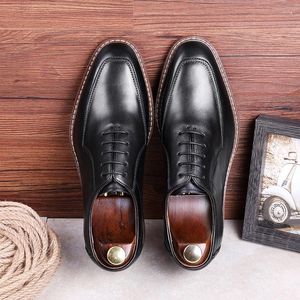 Chaussures habillées hommes en cuir véritable à la main affaires mariage bureau marron patine à lacets chaussures Oxfords formelles