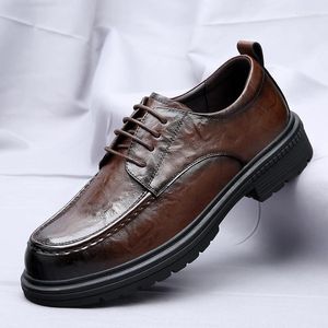 Chaussures habillées hommes en cuir véritable marque italienne bureau fête d'affaires formel polyvalent décontracté semelles épaisses