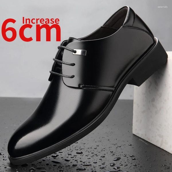 Zapatos de vestir Altura de los hombres aumentada 6 cm Negocios Casual Cuero Aumento elevado para hombres Derby Formal