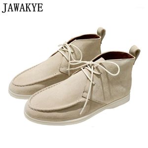 Jurk schoenen heren hoge top loafers kid suede casual flat ronde neus veter-up mannelijke rijden lui