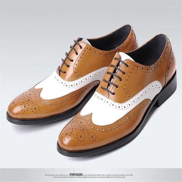 Zapatos de vestir Cordones para hombres Color Cuero Cabeza redonda Estilo Derby Boda formal Versión europea