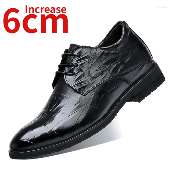 Chaussures habillées Hauteur de cuir masculin augmenté 8 cm de conception de style britannique authentique Derby Groom Formeal Wedding Man