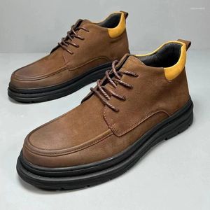 Robe chaussures hommes cuir haut-haut vintage travail hiver chaud à lacets décontracté en stock