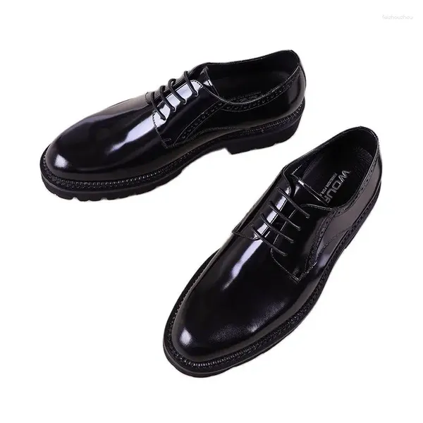 Zapatos de vestir Patente de cuero para hombres Color brillante Genuino Hecho a mano Versión europea Boda High-GR