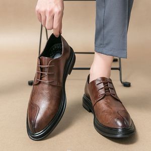 Chaussures habillées Chaussures en cuir masculin Designer Brack Black Wed Robe Shoe Lace Up Office Business Oxfords Point Toe Office Formel Male B292 230817