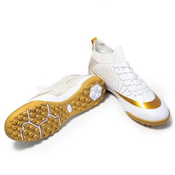 Zapatos de vestir Zapatos de fútbol para hombres Botas de fútbol para niños Zapatos antideslizantes transpirables para mujeres Shine Gold TFAG Calidad Zapatillas de deporte al aire libre Tamaño 30-44 231211