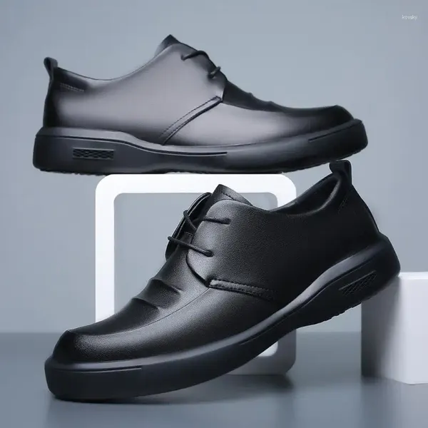 Chaussures habillées hommes printemps et automne porter protection du travail cuisine chef costume travail décontracté en cuir hommes marée noire