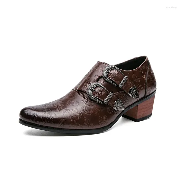 Robe chaussures hommes mariage mode mince pointu haut talon pull respirant décontracté tendance fête cuir D257