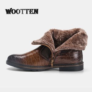 Dress Shoes Heren Winter Boots Wootten Brand Size 40-45 Lederen mannen Winter Snow Boots Handgemaakte warme laarzen voor mannen KD5207C3 230210