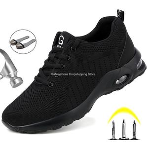 Chaussures habillées hommes sécurité coussin d'air baskets de travail anti-perforation ing mâle acier orteil chaussures de protection pour homme bottes 220829