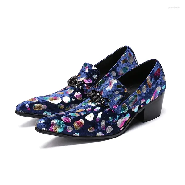 Chaussures habillées Menles de motif de couleur à glissière mollets italiens Designer Formal Point Toe Falt Falt Business Work Oxfords