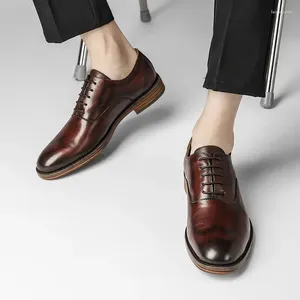 Geklede schoenen heren zakelijk leer retro kleur gepolijst bruiloft chaussure homme groot formaat kantoor veterschoenen mannelijke derby