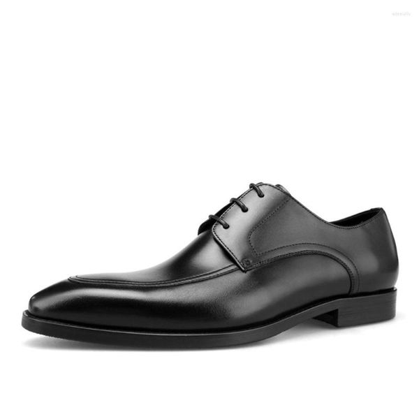 Robe chaussures hommes cuir de vachette affaires décontracté à lacets bout pointu noir derby gentleman formel homme bureau mariage