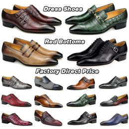 Dress Shoes Mens Dress Shoes Loafers Business Wedding Italië Designer Lederen schoenen Pointed Toe Factory Wholesale Drop 230817