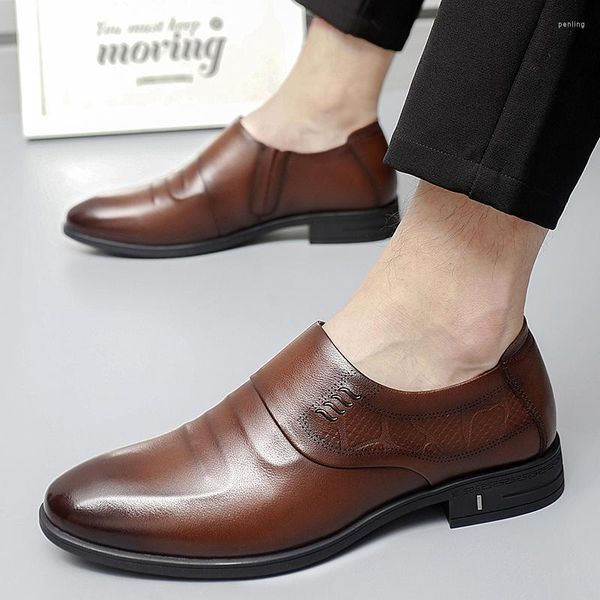 Robe chaussures hommes PU cuir mode hommes affaires travail mocassins pointu noir Oxford respirant mariage formel