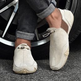 Zapatos de vestir Zapatillas de deporte para hombre Resbalón casual en mocasines Pisos ligeros al aire libre Otoño Cuero genuino Cómodo Color sólido 231218