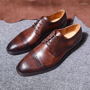 Zapatos de vestir para hombre boda brogue hombres de alta calidad de negocios con cordones de moda tallada hombre zapato Oxford