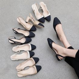 Chaussures habillées Meotina talons bas en cuir véritable Slingbacks chaussures femmes bout carré pompes chaussures à talons épais marque Design chaussures de femme taille 40 231016