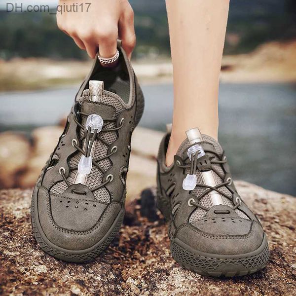 Chaussures habillées Mesh cuir respirant hommes décontracté et confortable en plein air sandales pour hommes anti-collision orteil chaussures de randonnée chaussures de voyage en montagne Z230802