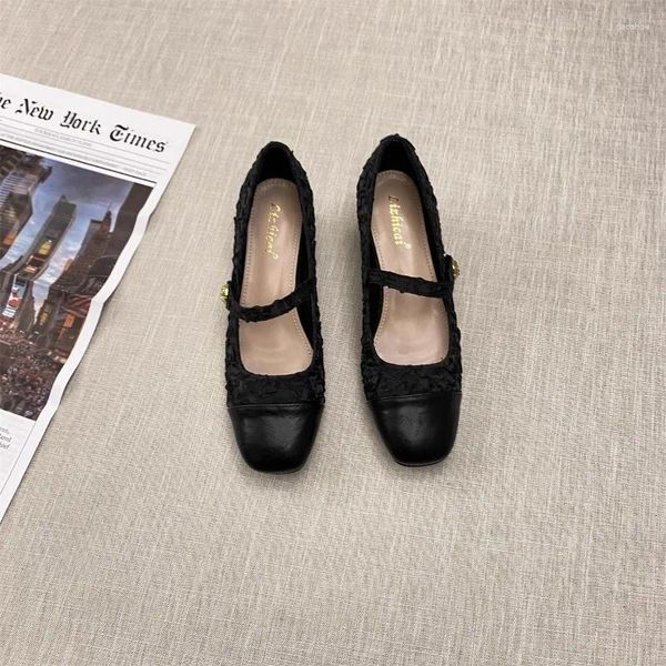 Zapatos de vestir de color metálico con brillo de la moda casual danza de mujeres Mary Jane Block Square Toe Ballet