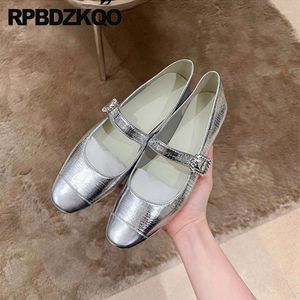 Dress Shoes Metallic Patchwork Chunky Mary Jane Rhinestone Buckle Crystal Strap Medium Heel Women Square teen Multi -gekleurde pompen