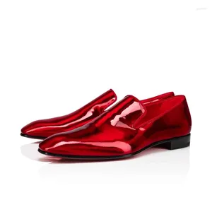 Geklede schoenen Metallic rood spiegelleer Luxe merken Herenmode Lage hak Instappers Heren Business Casual