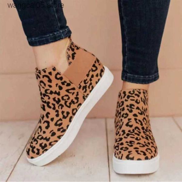 Zapatos de vestir Zapatos individuales con suela plana y banda elástica media superior para mujer con estampado de leopardo de color sólido con altura elevada dentro de los zapatos casuales T240220