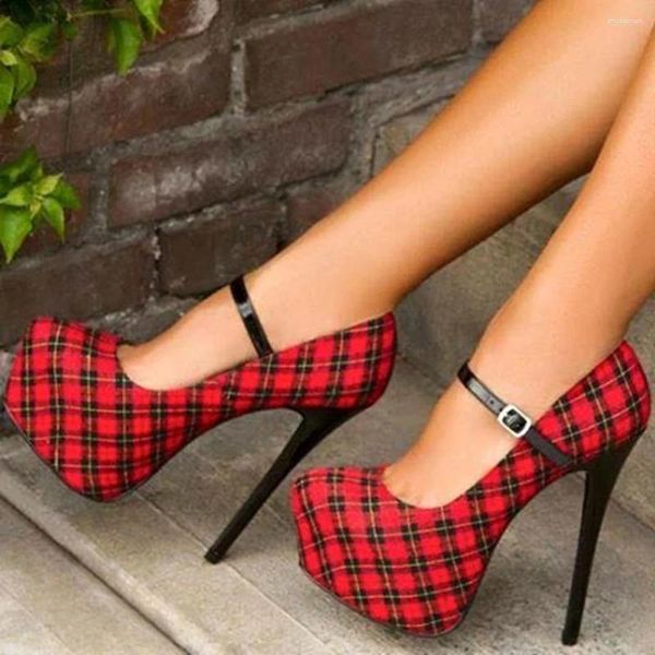 Zapatos de vestir Minan Ser 16 cm individuales con mujeres altas Algunas bombas de mujer sexy de tela negra y roja