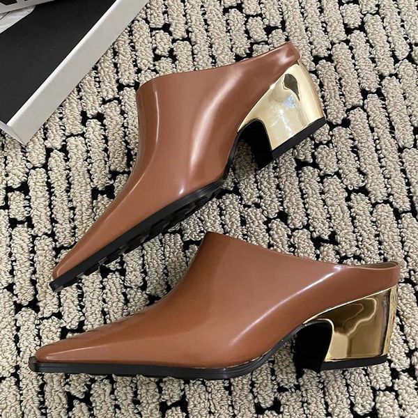Chaussures habillées talons hauts minimalistes pour femmes avec un talon épais de 5 cm sans poignets à nouer