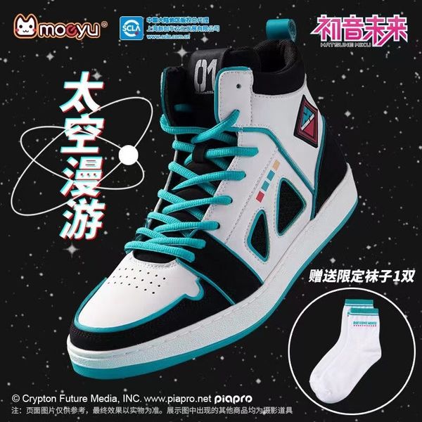 Chaussures habillées Moeyu Anime Miku Chaussures pour Hommes Vocaloid Cosplay Homme Baskets Femmes Tennis Sport Athlétique Chaussure Casual Running Cadeau Chaussettes 230519