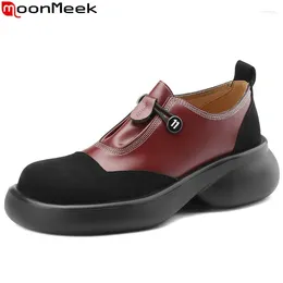 Dress Shoes Moonmeek 2024 Synthetische gemengde kleuren vrouw loafers elastische band dikke dames veerplatform pompen