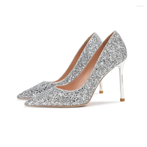 Chaussures de robe Moraima SNC Bling Glitter Embelli High Heel Femmes Sexy Stiletto Talons Party Pompes de mariage