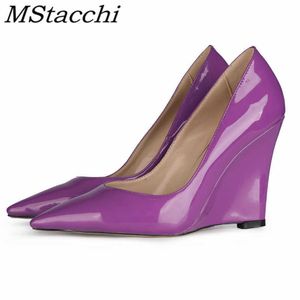 Zapatos de vestir MStacchi Spring Candy Colors Ladies Wedges Shoes Mujer Elegant Office Casual High Heels Shoes Mujer 10 CM Pumps Big Size 34-45 220117